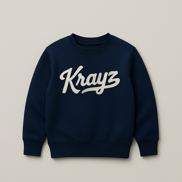 Krayz Navy Blue Premium Fleece Sweatshirt – Soft, Warm & Casual Wear
