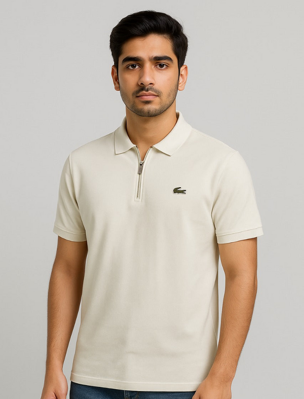 Lacoste Men’s Cream – Zip Polo Shirt