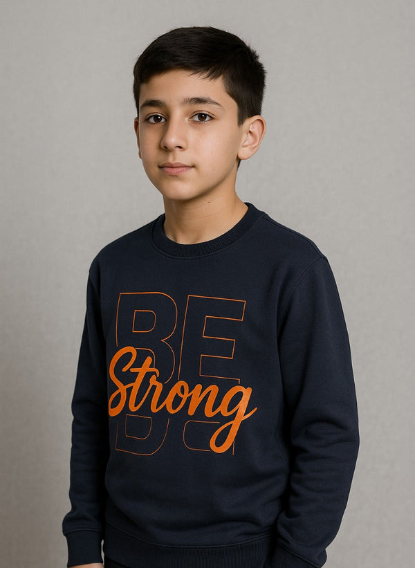 Kids Navy Blue "Be Strong" Sweatshirt