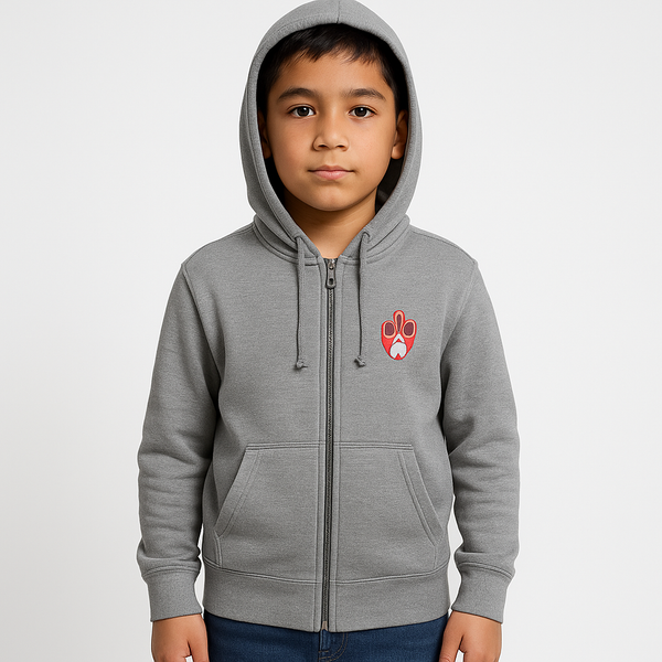 Kids Grey Zip Hoodie – Soft Fleece Sweatshirt