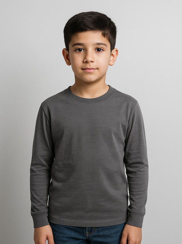 Kids Dark Grey Full Sleeve T-Shirt